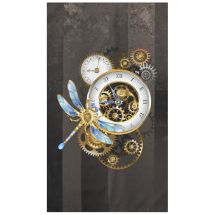 Steampunkuhr mit mechanischer Libelle Tischdecke