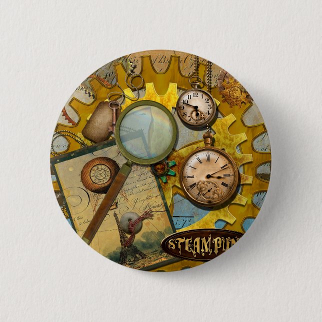 Steampunkuhren und Zeit Button (Vorderseite)