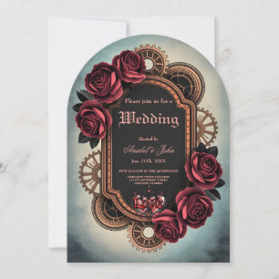 Steamrahmen mit Rote Rosen und Gängen Einladung