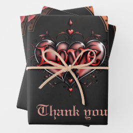 Steamrahmen mit Rote Rosen und Gängen Geschenkpapier Set