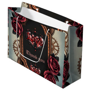 Steamrahmen mit Rote Rosen und Gängen Große Geschenktüte