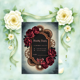 Steamrahmen mit Rote Rosen und Gängen RSVP Karte