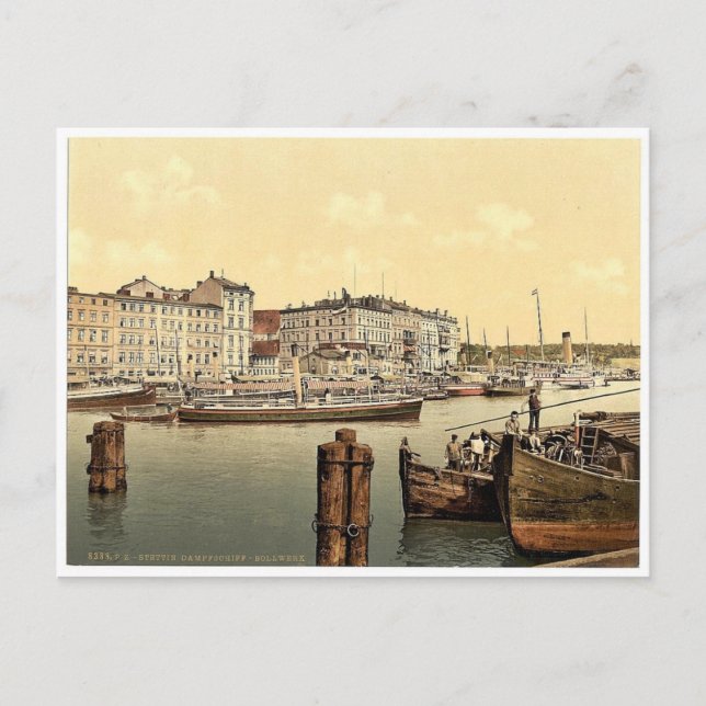 Steamschiff, Stettin Harbour, Pommeraina, Germa Postkarte (Vorderseite)