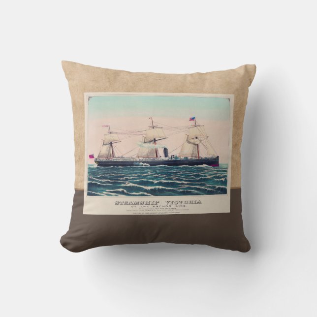 Steamschiff Victoria of the Anchor Line, 1876 Kissen (Vorderseite)