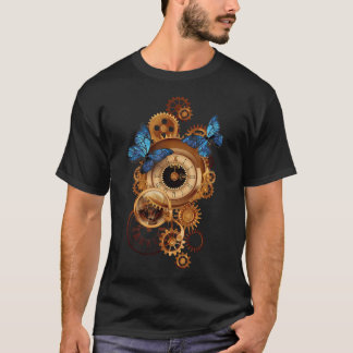 Steamschloss-Uhrgestänge und Schmetterlinge, Vinta T-Shirt