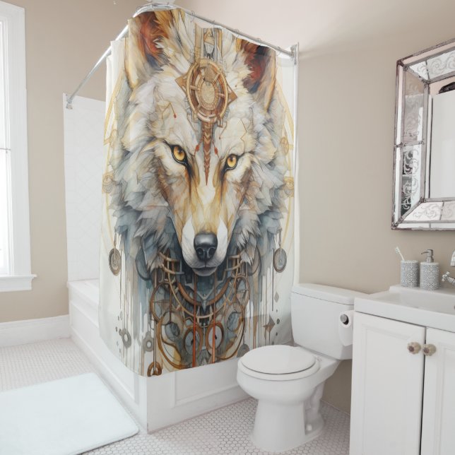 Steamshadow Steampunk Wolf Duschvorhang (Beispiel)