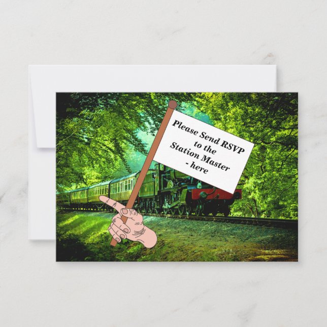 Steamtrain Man's Geburtstagsparty RSVP Karte (Vorderseite)
