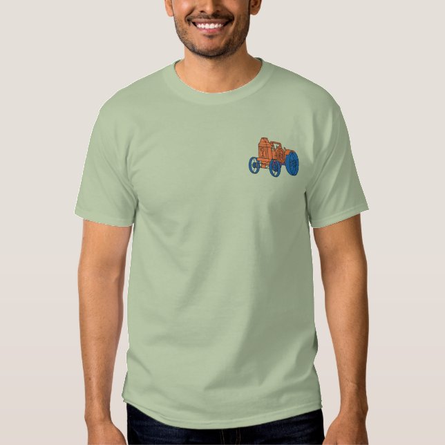 Steamtraktor Besticktes T-Shirt (Vorderseite)