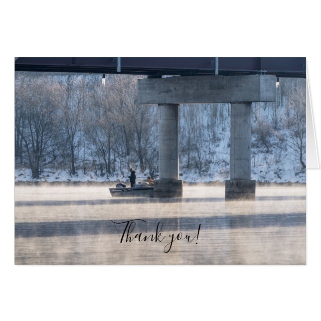 Steamy Winter Angelsee Taneycomo Danke U Card (Vorderseite (Horizontal))