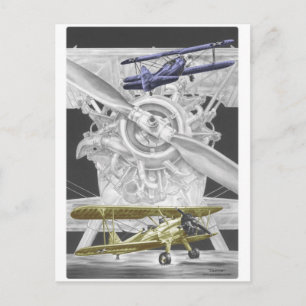 Stearman Doppeldecker Postkarte