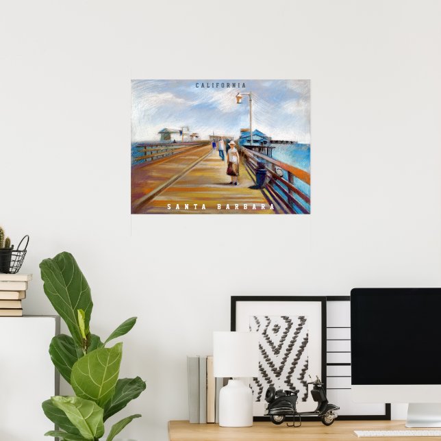 Stearns Wharf Pastel | Santa Barbara, CA Poster (Heimbüro)
