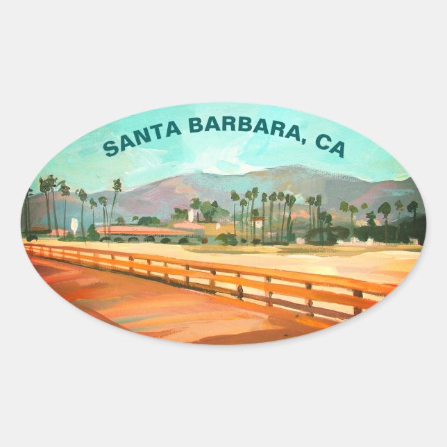 Stearns Wharf - Santa Barbara, CA Ovaler Aufkleber (Vorderseite)