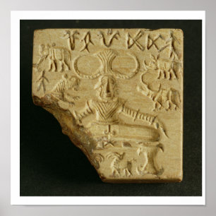 Steatit Pasupati Siegel, Mohenjodaro, 2300-1750 BC Poster