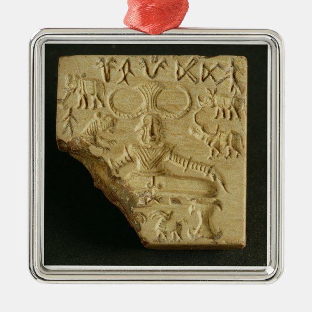 Steatit Pasupati Siegel, Mohenjodaro, 2300-1750 BC Silbernes Ornament (Vorne)