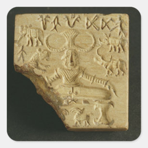 Steatite Pasupati Siegel, Mohenjodaro, 2300-1750 v Quadratischer Aufkleber