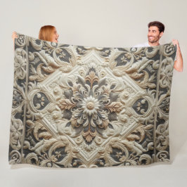 Stechcreme Grau Verziert Arabesque Fleecedecke