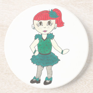 Stechend Tanzlehrer von Girl Redhead Freckles Sandstein Untersetzer