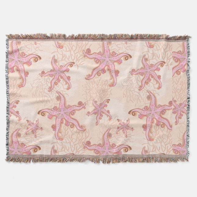 Stechfisch- und Korallenrosa-Muster Decke (Vorderseite)