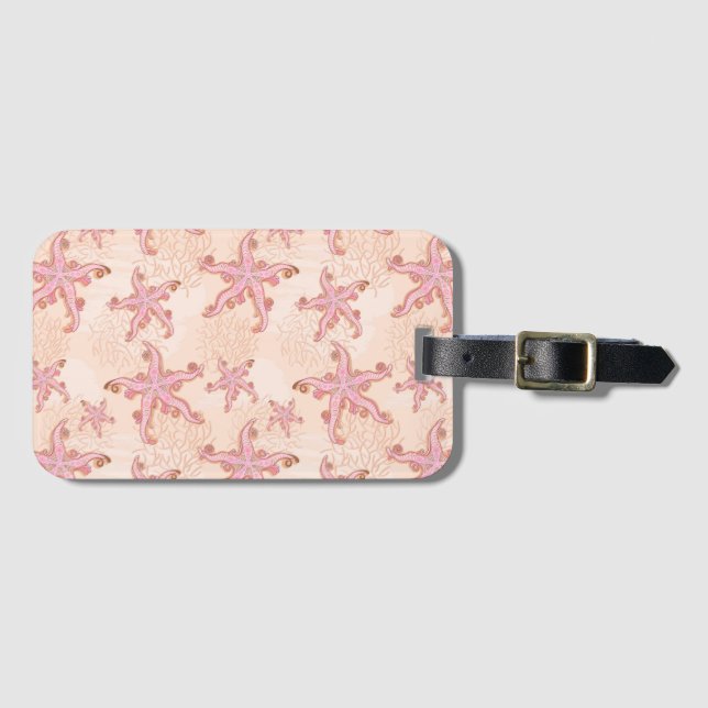 Stechfisch- und Korallenrosa-Muster Gepäckanhänger (Vorderseite (Horizontal))