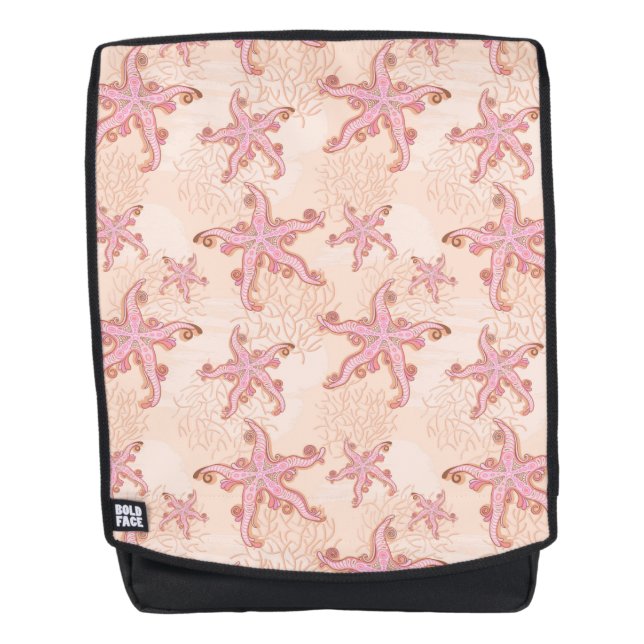 Stechfisch- und Korallenrosa-Muster Rucksack (Vorderseite)