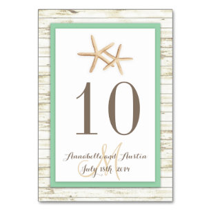 Stechfisch Whitewusch Wood Beach Tropical Wedding Tischnummer