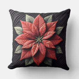 Stechmuster Poinsettia Schwarz Kissen
