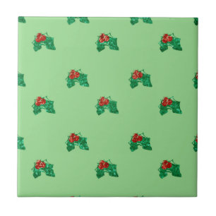 Stechpalme mit Pailletten Weihnachten Fliese