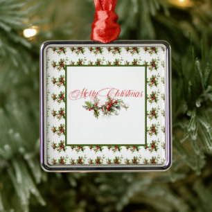 Stechpalme und Beeren Metallschmuck Ornament Aus Metall