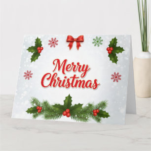 Stechpalme und Schneeflocken Weihnachtskarte Karte