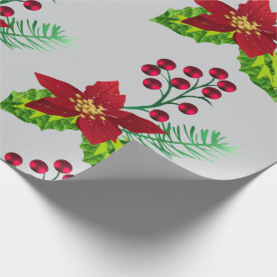 Stechpalme und Weihnachtsstern-Muster Geschenkpapier