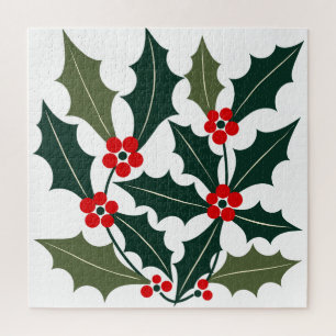 Stechpalmen-Beeren-Blätter im Mid-Century-Modern-S