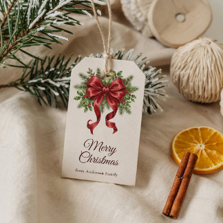 Stechpalmen-Beeren Elegante Frohe Weihnachten Rote Geschenkanhänger