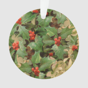 Stechpalmen-Beeren-Grün-Weihnachten-Vintage Ornament