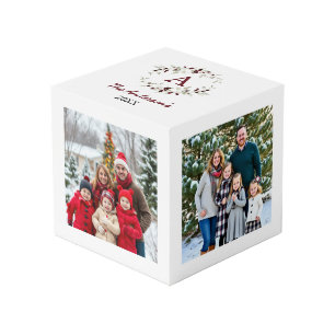 Stechpalmen-Beeren-Kranz 4 Foto-Monogramm Familien Würfel
