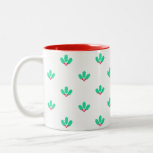Stechpalmen-Beeren-Muster Zweifarbige Tasse