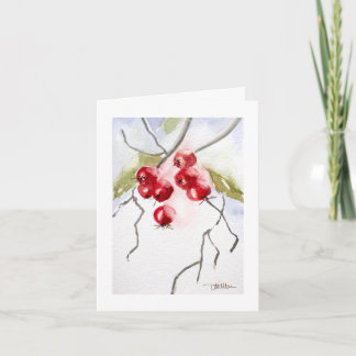Stechpalmen-Beeren-Wasserfarben-Weihnachten Karte