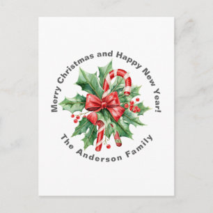 Stechpalmen-Beeren-Zuckerrohr-Weihnachten Benutzer Postkarte