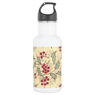 Stechpalmen-Beerenmuster-Design Edelstahlflasche