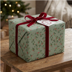 Stechpalmen-Blatt-Weihnachts-Verpackungspapier Geschenkpapier