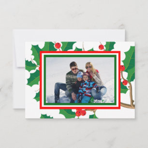 Stechpalmen-Foto - 3x5 Weihnachtskarte Einladung