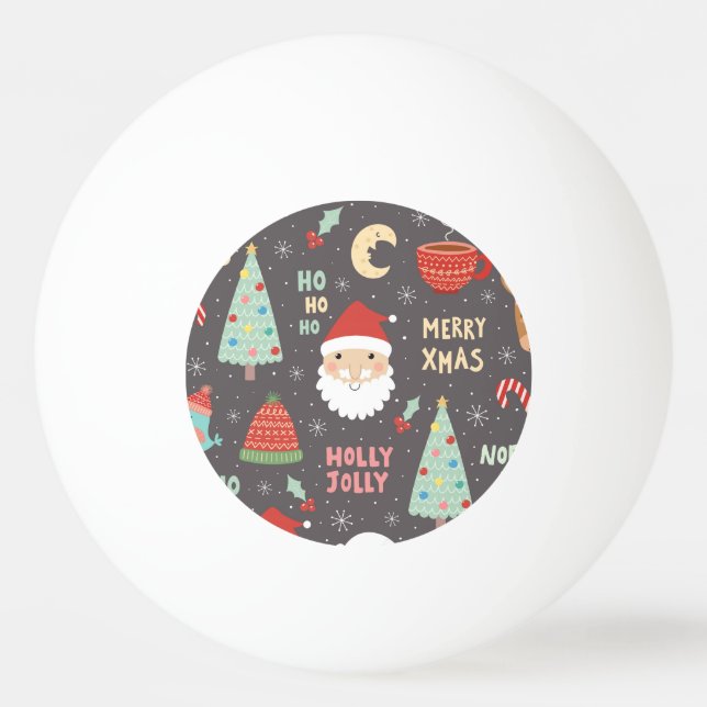 Stechpalmen-lustige frohe Weihnachten Tischtennisball (Vorderseite)