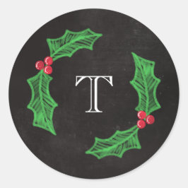 Stechpalmen-lustiges Weihnachtsrustikales Runder Aufkleber