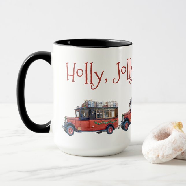 Stechpalmen-lustiges WeihnachtsVintages Tasse (Mit Donut)