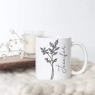 Stechpalmen-Schriftname des Geburtsmonats Dezember Kaffeetasse