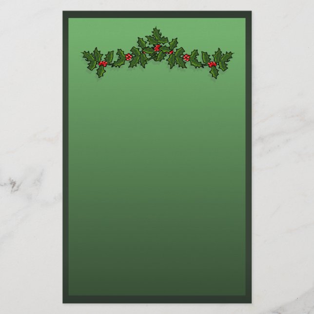 Stechpalmen-Weihnachten Briefpapier (Vorderseite)
