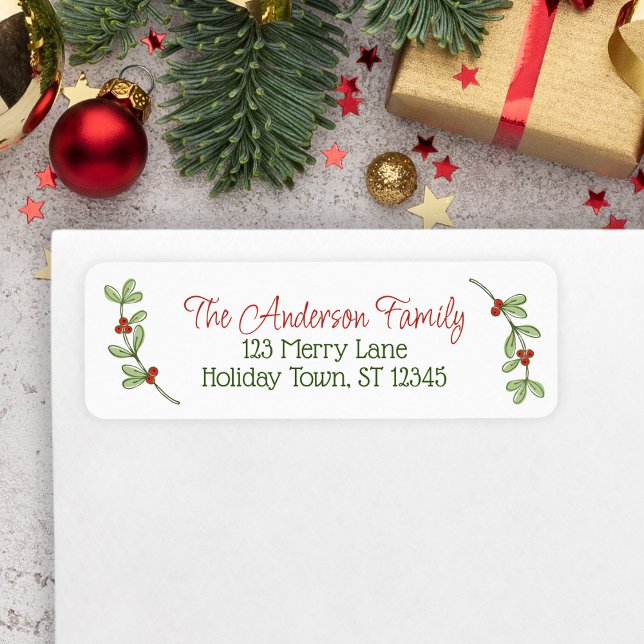 Stechpalmenbeere (Holly Address Label for Christmas Cards)