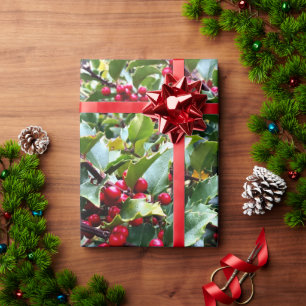 Stechpalmenblätter und -beeren geschenkpapier
