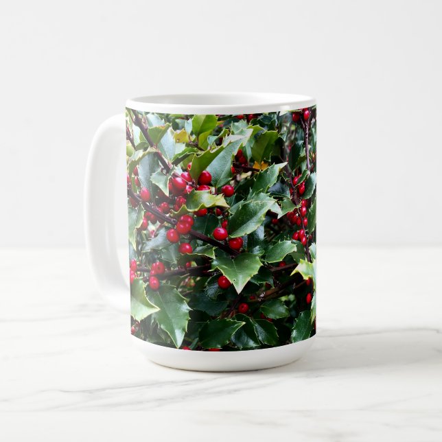 Stechpalmenblätter und -beeren kaffeetasse (Vorderseite Links)