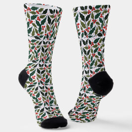 Stechpalmenblätter und Sterne Retro modernes Hinte Socken