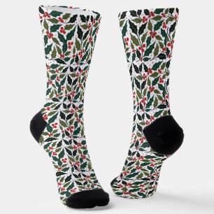 Stechpalmenblätter und Sterne Retro modernes Hinte Socken